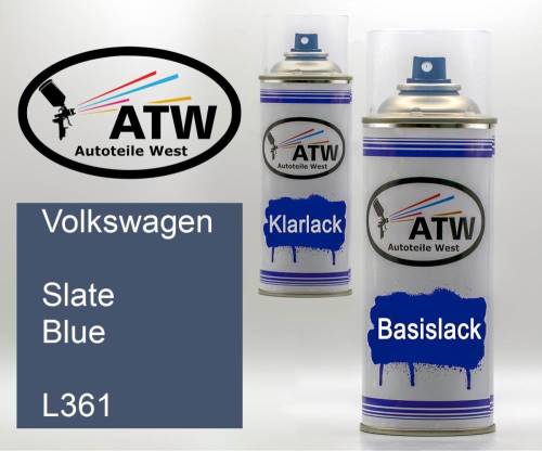 Volkswagen, Slate Blue, L361: 400ml Sprühdose + 400ml Klarlack - Set, von ATW Autoteile West.